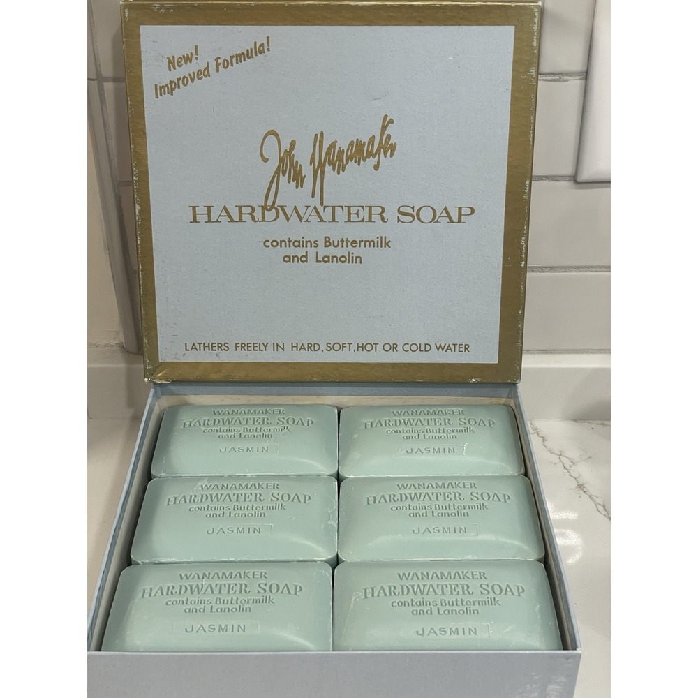 Vintage John Wanamaker Hardwater Soap Jasmin Bar Bath Buttermilk‎ Lanolin 12 Ct